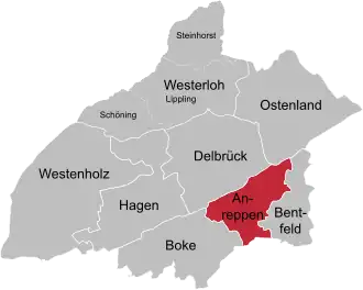 Situering Anreppen in de gemeente Delbrück