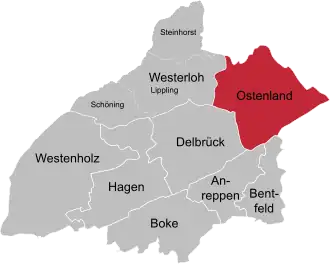 Ligging van de kern binnen de gemeentegrenzen