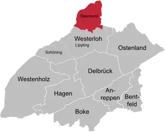 Situering Steinhorst in Delbrück