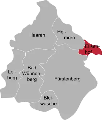 Ligging van Elisenhof in de gemeente