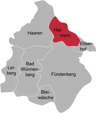 Ligging van Helmern in de gemeente