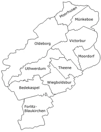 Ligging van Oldeborg in de gemeente Südbrookmerland