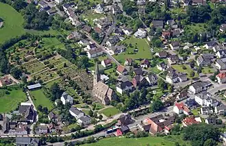 Luchtfoto van het centrum van Grevenbrück