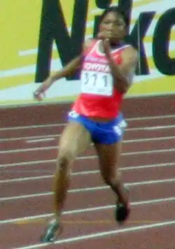 Tijdens de finale 200 m, WK 2007