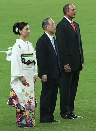 Alberto Juantorena (rechts) bij een medailleceremonie tijdens de WK atletiek 2007