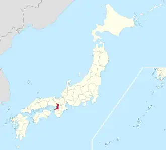 Kaart van Japan met Osaka gemarkeerd