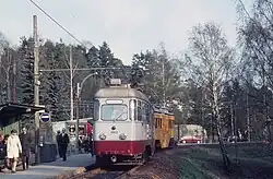 Motorwagen 1003 op de Ekebergbanen (lijn 16) in de keerlus aan het eindpunt Ljabru.