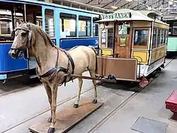 Paardentram in het Trammuseum van Oslo (Sporveismuseet Oslo); 4 juni 2012.