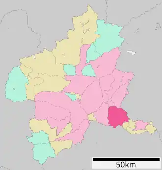 Situering van Ota in de prefectuur Gunma
