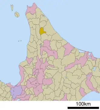 Situering van Otoineppu in de prefectuur Hokkaido