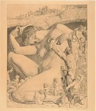 Prent van Gaia door Otto Greiner, 1912