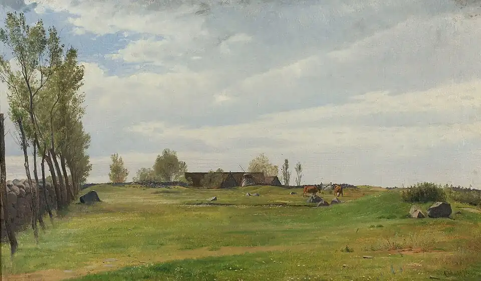Otto Haslund: Afrastering voor vee, 1871. Bornholms Kunstmuseum