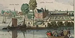 Zicht op het oude kasteel van Temse, door Antonius Sanderus (1641)[11]