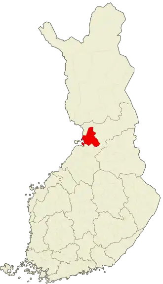 Kaart met de locatie van Oulu