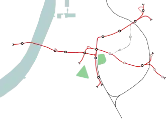 Netwerkkaart van de Premetro van Antwerpen