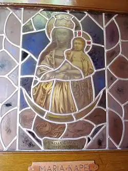 Glas-in-lood van de deur kapel O.L.V. van de Maaskant