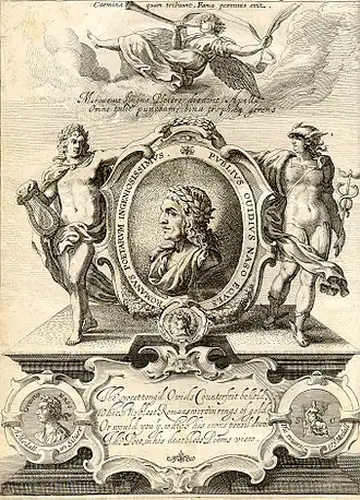 Titelpagina met portret van Ovidius in een Engelse editie van de Metamorfosen uit 1632