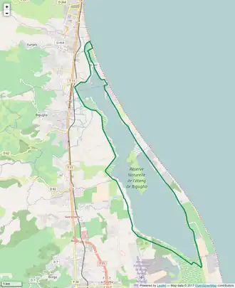 Kaart van het Réserve naturelle de l'étang de Biguglia