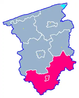 Ligging van de gemeente binnen de powiat