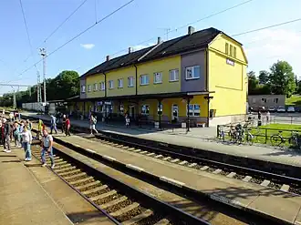 Spoorzijde van het station