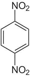Structuurformule van 1,4-dinitrobenzeen