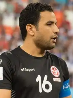 Mathlouthi spelend voor Tunisië op het WK 2018