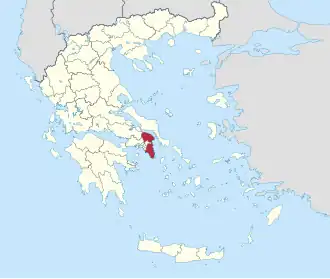 Locatie van het departement Oost-Attica