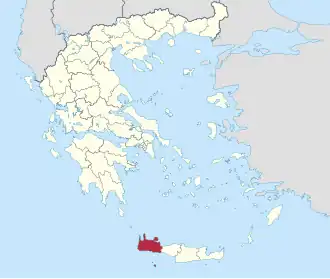 Locatie van het departement Chania