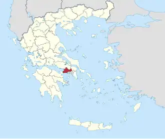 Locatie van het departement West-Attica