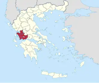 Locatie van het departement Etoloakarnania