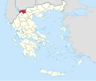 Locatie van het departement Florina