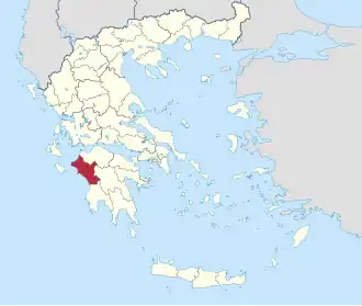 Locatie van het departement Ilia