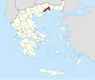 Locatie van het departement Kavala