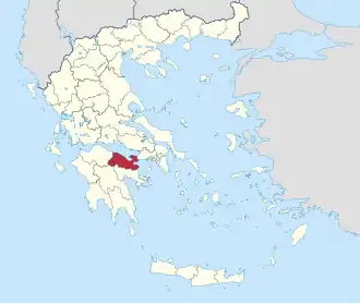 Locatie van het departement Korinthe