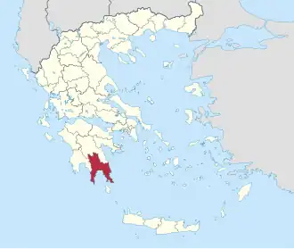 Locatie van het departement Laconië