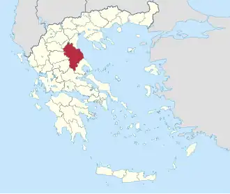Locatie van het departement Larissa
