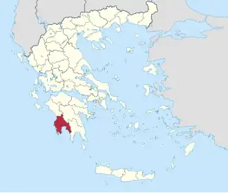 Locatie van het departement Messenië