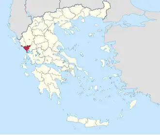 Locatie van het departement Preveza