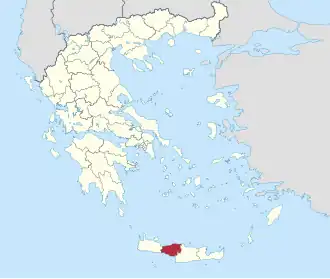 Locatie van het departement Rethymnon