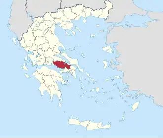 Locatie van het departement Boeotië