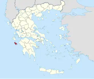 Locatie van het departement Zakynthos