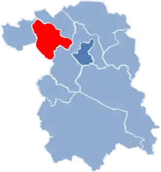 Ligging van de gemeente binnen de powiat