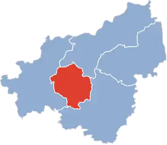 Ligging van de gemeente binnen de powiat