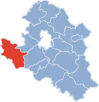 Ligging van de gemeente binnen de powiat