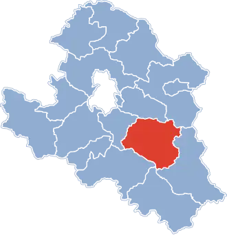 Ligging van de gemeente binnen de powiat