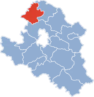 Ligging van de gemeente binnen de powiat