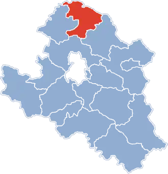 Ligging van de gemeente binnen de powiat