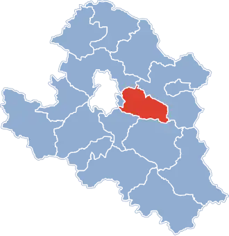 Ligging van de gemeente binnen de powiat