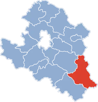 Ligging van de gemeente binnen de powiat