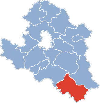 Ligging van de gemeente binnen de powiat